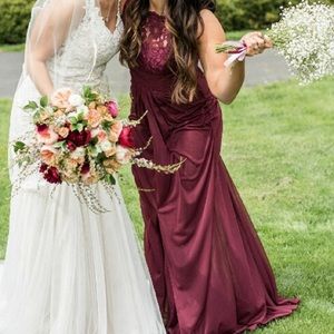 Maroon David’s Bridal Lace top dress 